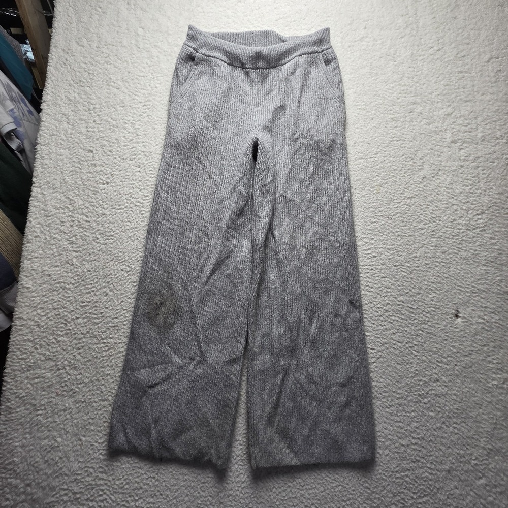 Lou & Grey Pants Womens S Gray Knit Wide Leg Sweatpants Elastic Waist Casual